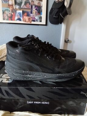 Men's Black Puma Oreos/Athletic Basketball Shoes